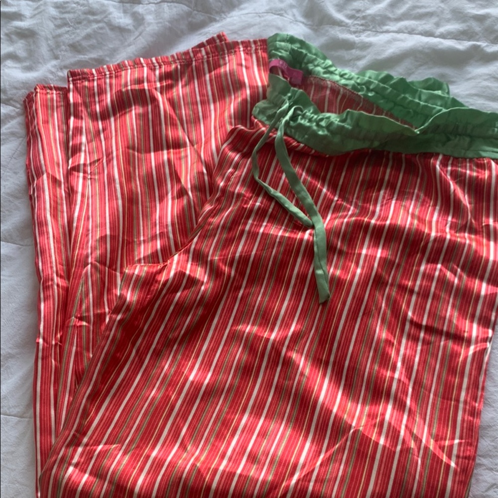 Red and Green Striped Pajama Pants